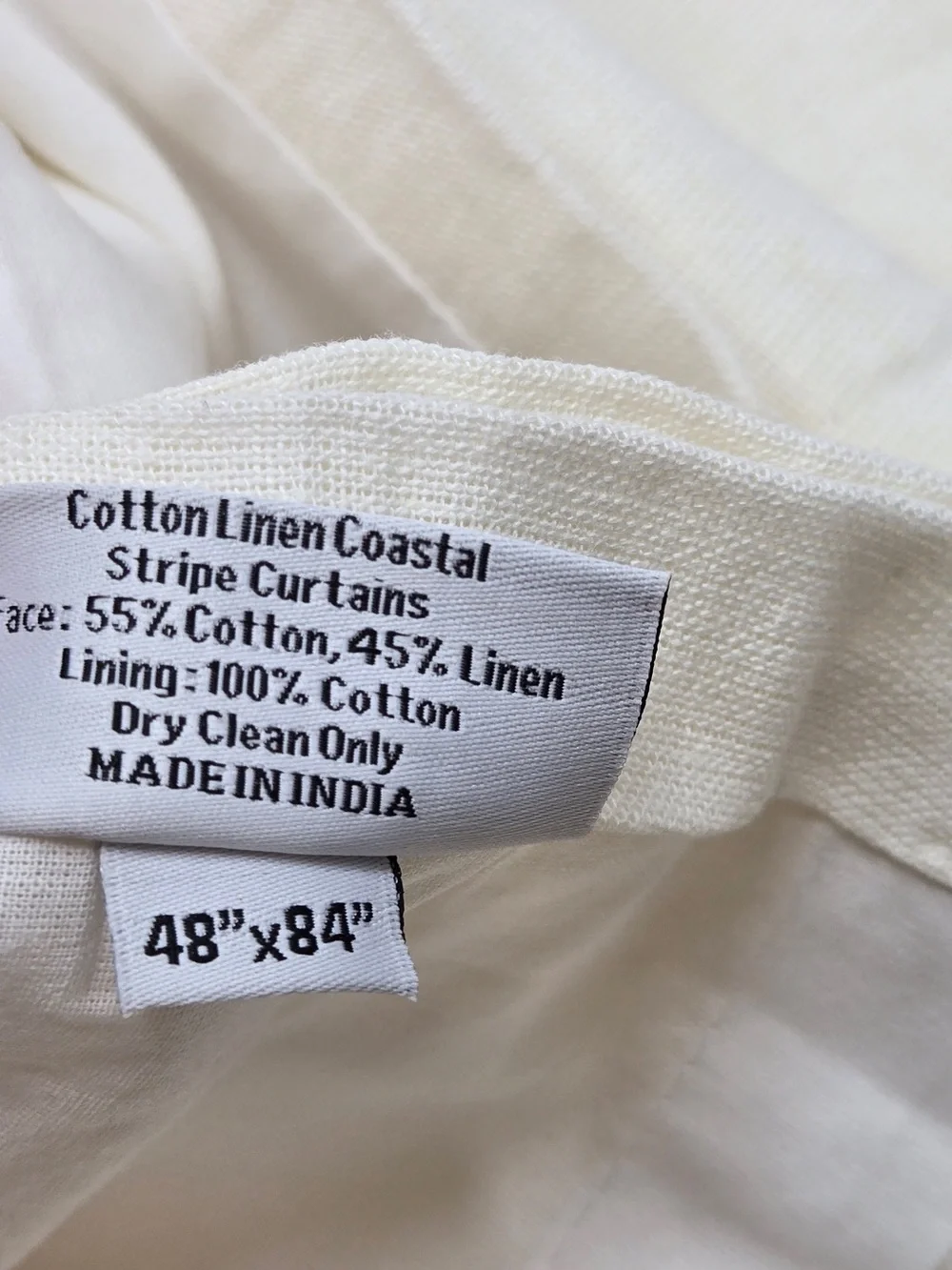 NWT QUINCE Set 2 48x84 Coastal Stripe Linen Cotton Curtains Ivory/Natural 9227